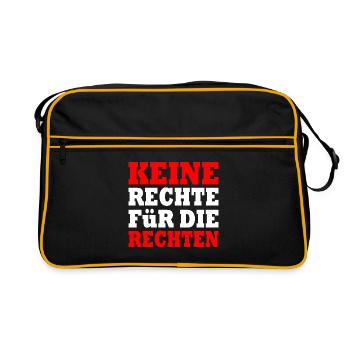 keine rechte für die rechten - Retro Tasche - Schwarz/Gold - Vorne