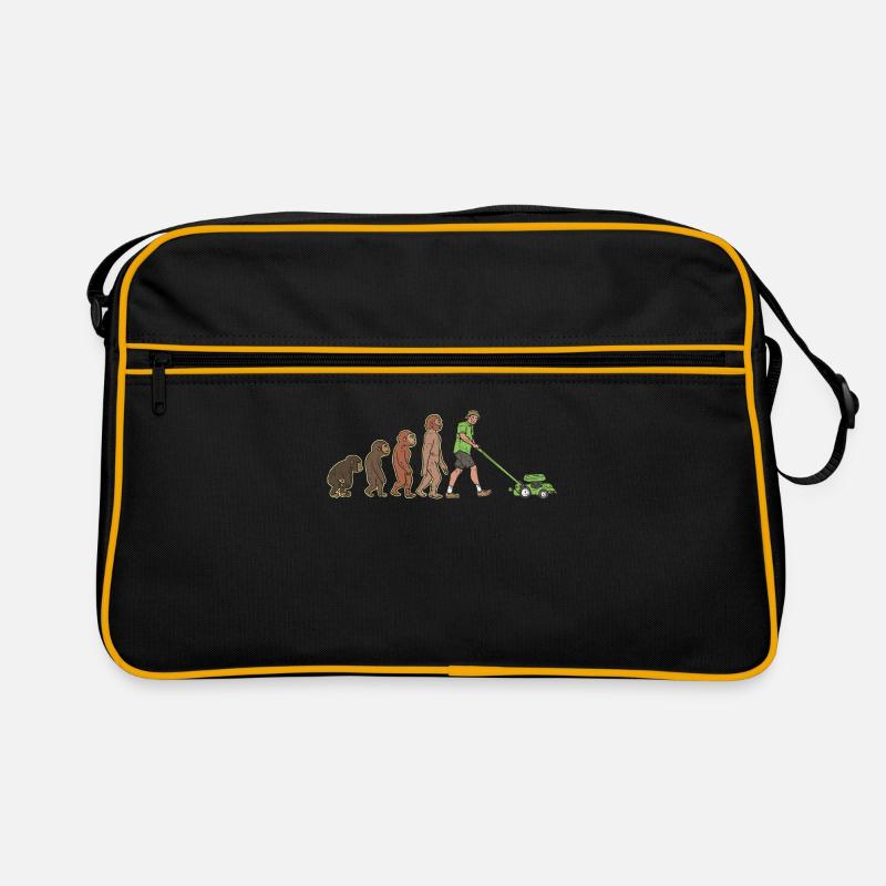 Gärtner Evolution - Garten Gartenarbeit Rasenmäher - Retro Tasche - Schwarz/Gold