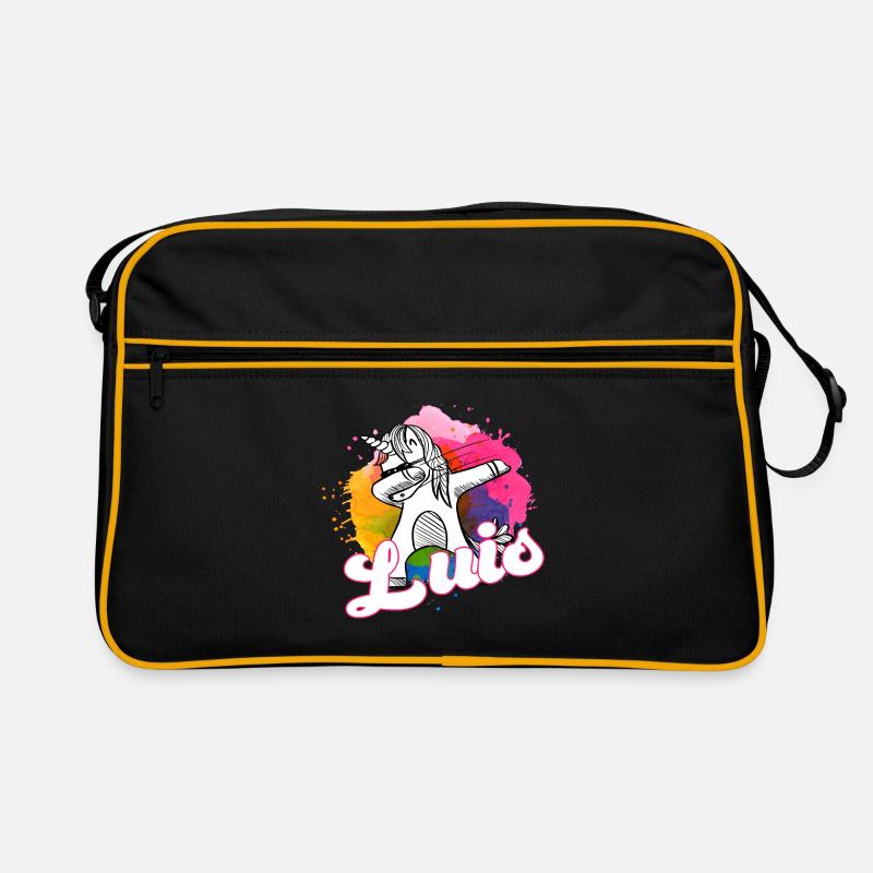 LUIS - Schöner Jungen Name mit Coolem Einhorn Retro Tasche