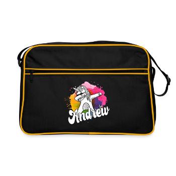 ANDREW - Beau nom de garçon avec une licorne cool - Sac Retro - noir/or - Devant
