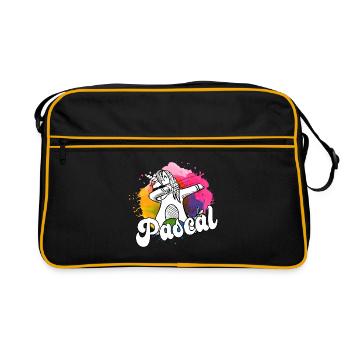 PASCAL - Beau nom de garçon avec licorne cool - Sac Retro - noir/or - Devant