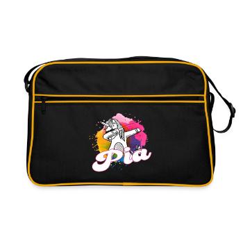PIA - Beautiful name with dabbing unicorn - Retro Bag - black/gold - Front