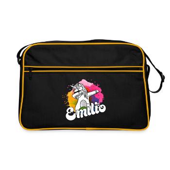 EMILIO - Beau nom de garçon avec licorne cool - Sac Retro - noir/or - Devant