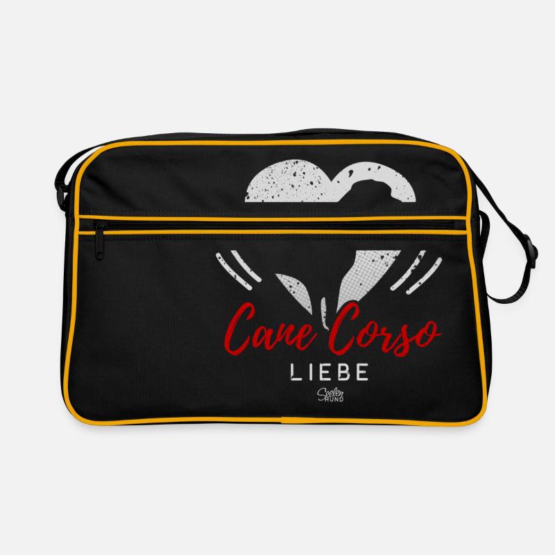 Cane Corso Liebe mit Herz - Retro Tasche - Schwarz/Gold