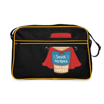 Certains héros portent cape Je fais votre café - Sac Retro - noir/or - Devant