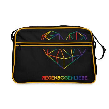 Amour arc-en-ciel avec le cœur géométrique - Sac Retro - noir/or - Devant