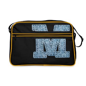 Lettre M - Jeans - Sac Retro - noir/or - Devant