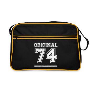Original 74 Happy 74th Birthday Gift Idea - Retro Bag - black/gold - Front