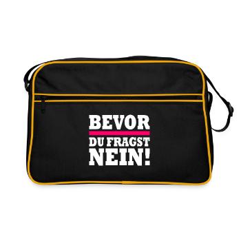 bevor du fragst nein - Retro Tasche - Schwarz/Gold - Vorne