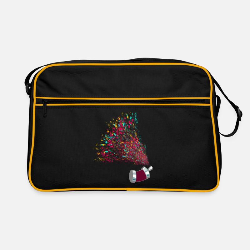Spraydose Graffiti Kunst in Bunt - Retro Tasche - Schwarz/Gold