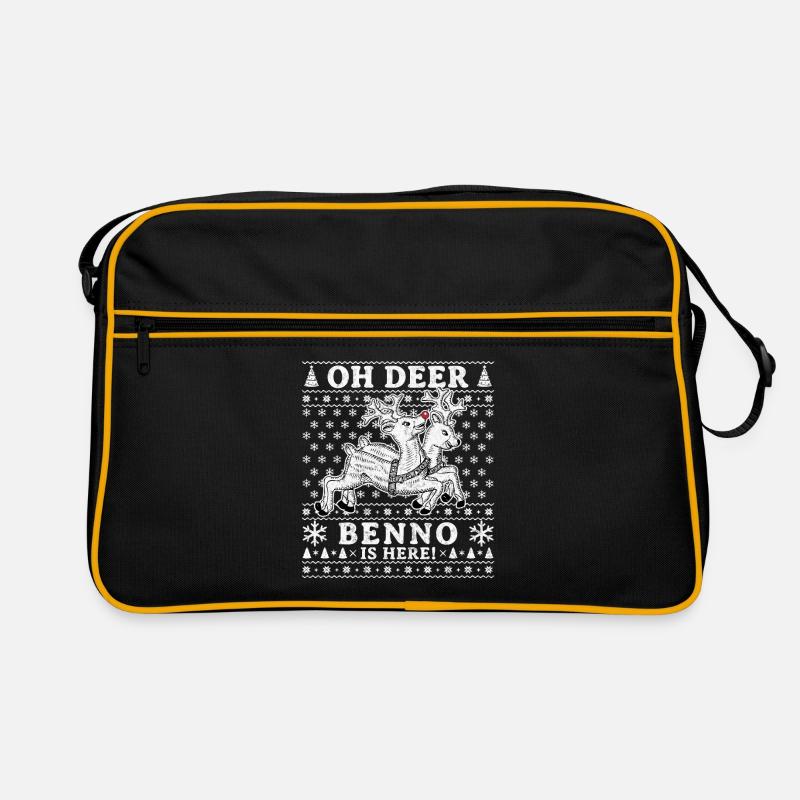 Oh Deer - Benno is here Ugly Weihnachten - Retro Tasche - Schwarz/Gold