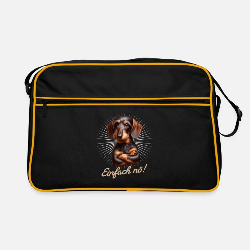 Einfach nö! Nein! - Dackel Teckel - Retro Tasche - Schwarz/Gold