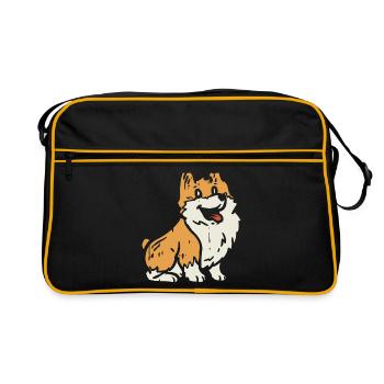 Chien corgi - Sac Retro - noir/or - Devant