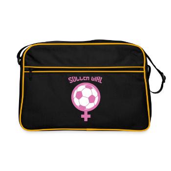 Frauenfussball - Retro Tasche - Schwarz/Gold - Vorne