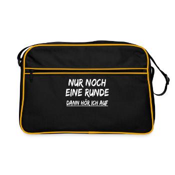 Nur noch eine Runde dann hör ich auf ! Sprüche - Retro Tasche - Schwarz/Gold - Vorne