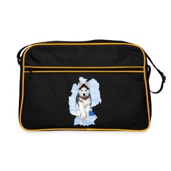 Dog Husky, Dog Husky, Germany - Retro Bag - black/gold - Front