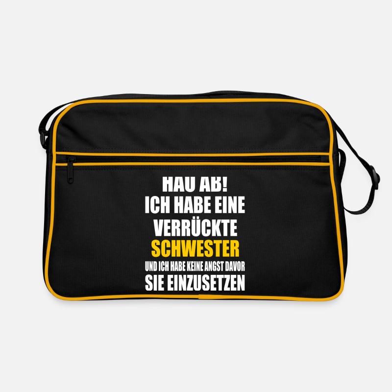 hau ab ich habe eine verrückte schwester Retro Tasche