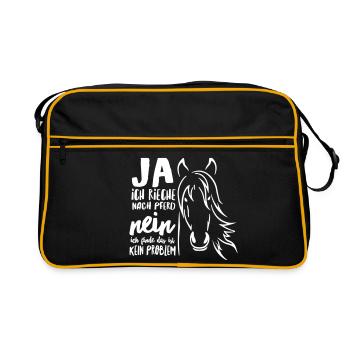 Ja ich rieche nach Pferd - Retro Tasche - Schwarz/Gold - Vorne