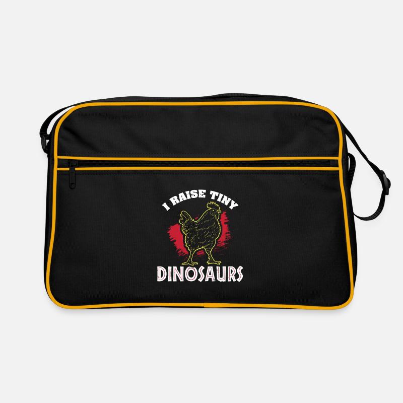 Chicken I Raise Tiny Dinosaurs Gift - Retro Bag - black/gold