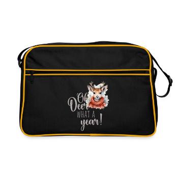 Oh cerf, quel marché de Noël d’année - Sac Retro - noir/or - Devant