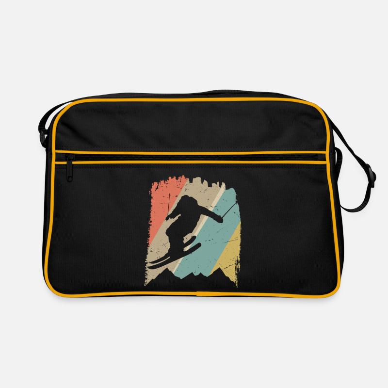 Retro Snowboard Silhouette auf Pastellstreifen Retro Tasche
