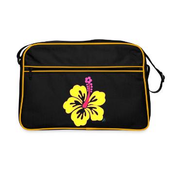 Fleur d'Hibiscus tropicale jaune - Sac Retro - noir/or - Devant