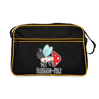 Fly agaric - half fly, half mushroom - Retro Bag - black/gold - Front