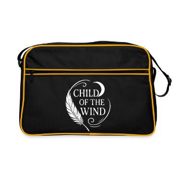 Child of the Wind -Spirit T-Shirt with Freedom - Retro Bag - black/gold - Front