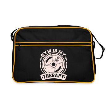 Gym is my therapy – weight plate - Retro Bag - black/gold - Front