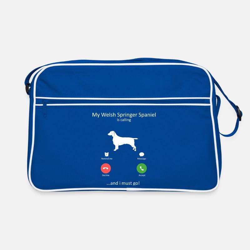 Welsh Springer Spaniel ruft lustigen Hund Retro Tasche