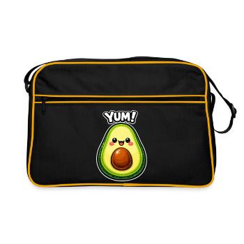 Motif Kawaii Avocat MIAM - Sac Retro - noir/or - Devant