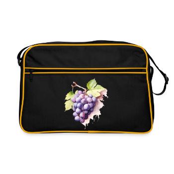 Grappe d’aquarelle de raisins - Sac Retro - noir/or - Devant