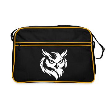 Hibou - Art de lignes de faune mystique Design de la nature - Sac Retro - noir/or - Devant