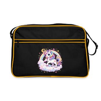 Pastel Unicorn on Cloud Arch - Retro Bag - black/gold - Front