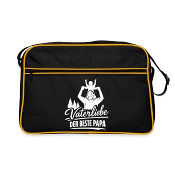 Vaterliebe: Der Beste Papa - Retro Tasche - Schwarz/Gold - Vorne