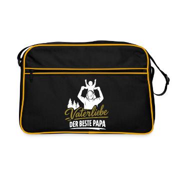 Vaterliebe Der Beste Papa - Retro Tasche - Schwarz/Gold - Vorne