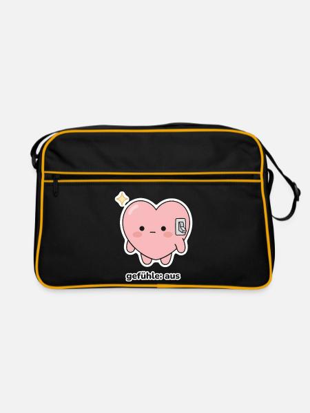 gefühle: aus – Herz Meme - Retro Tasche - Schwarz/Gold
