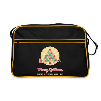 Fröhliche Quiltmas Lustige Weihnachtsquilterin - Retro Tasche - Schwarz/Gold - Vorne