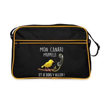 Oiseau Canari, Mon canari m'appelle idée Cadeau - Sac Retro - noir/or - Devant