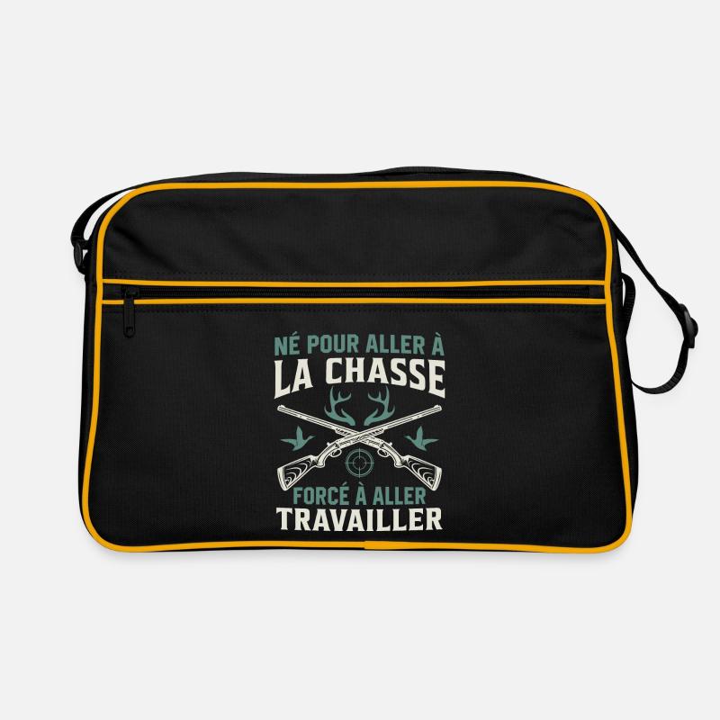 Né pour aller à la chasse Forcé à aller travailler Sac Retro