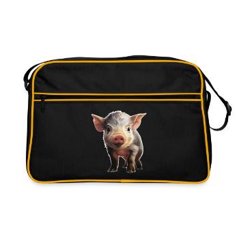 Adorable piglet - Retro Bag - black/gold - Front