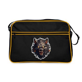 Halloween Werwolf - Retro Tasche - Schwarz/Gold - Vorne