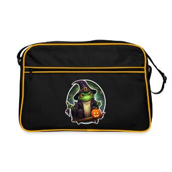 Halloween Frosch - Retro Tasche - Schwarz/Gold - Vorne