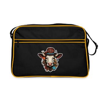 Black Forest Cow Steampunk - Retro Bag - black/gold - Front