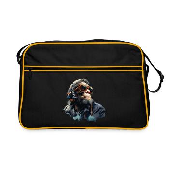 Gamer Chimp with headset - Retro Bag - black/gold - Front