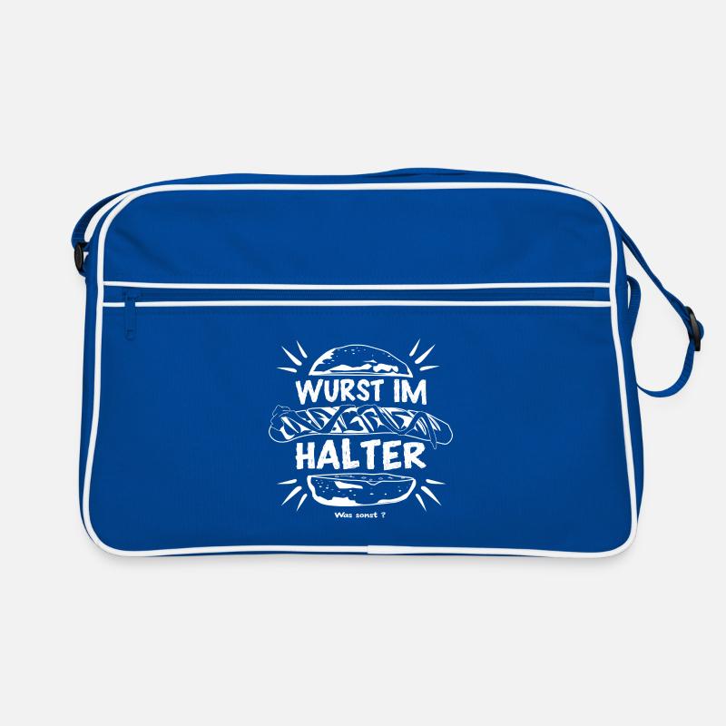 Bratwurst im Brötchen - Wurst im Halter Retro Tasche
