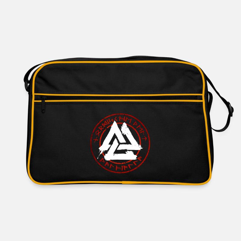 Walhalla - Walknut - Nordisch - Runen - Retro Tasche - Schwarz/Gold