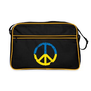 PEACE UKRAINE - STOP WAR - FREE - Retro Tasche - Schwarz/Gold - Vorne