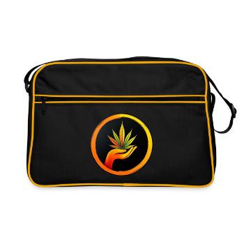 Feuille de marijuana - Bouton LOGO 1 - Sac Retro - noir/or - Devant