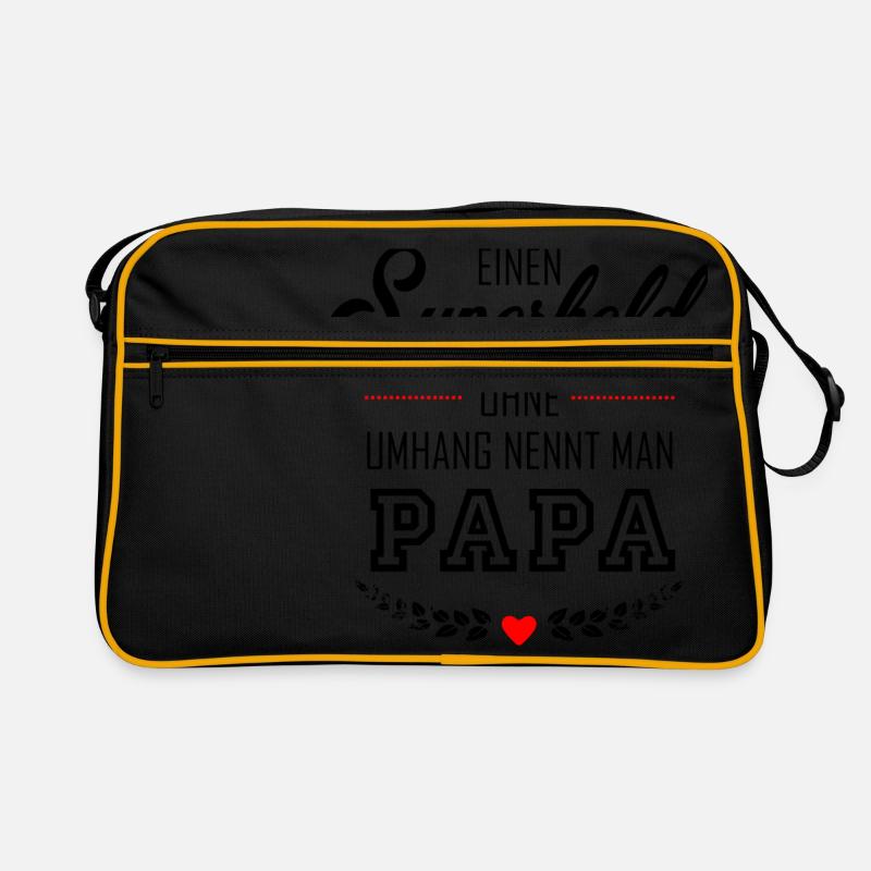 SUPERHELD PAPA - Retro Tasche - Schwarz/Gold